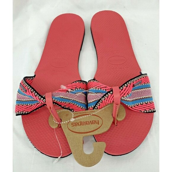 Havaianas Women Slipper Sandal Pink Porcelain St.Tropez Fita Size 9 10 New - Picture 1 of 5